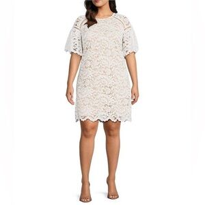 NWT Vince Camuto Floral-Lace Scalloped Ivory Dress Women’s Size 18